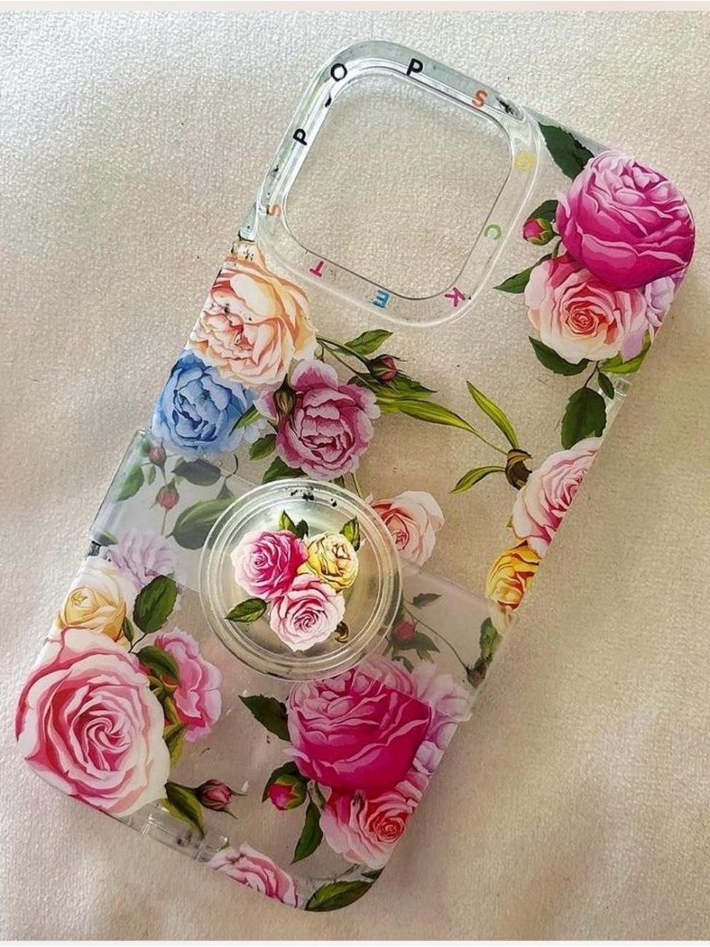 iPhone 13 pro max popsocket floral rose phone case